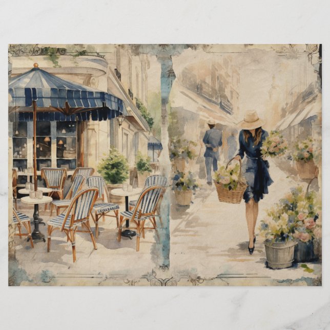 Parisienne Street Market Cafe Junk Journal Page (Back)