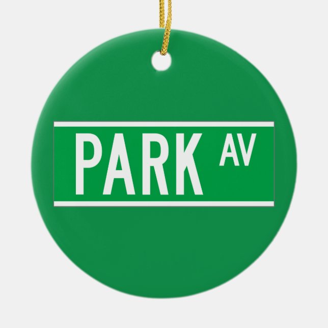 Park Av., New York Street Sign Ceramic Tree Decoration (Front)
