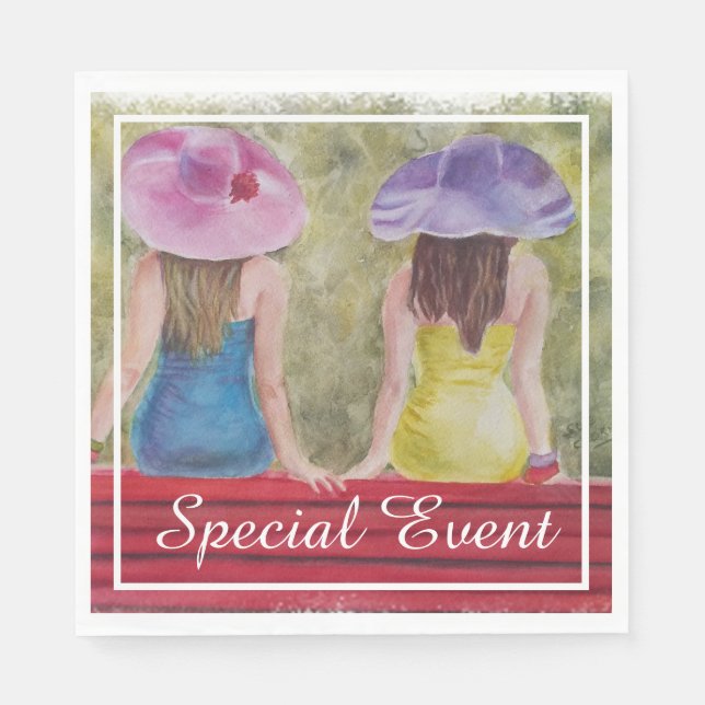 PARK BENCH GIRLFRIENDS PARTY NAPKIN (Front)