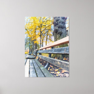 Park Bench in Autumn Scenery Canvas Print