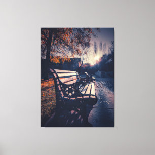 Park Bench in Autumn Sunlight  Canvas Print