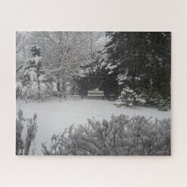 Park Bench in Fresh Snow Jigsaw Puzzle (Horizontal)