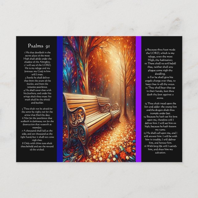 Park Bench With Psalms chapter 91 Postcard (Front)