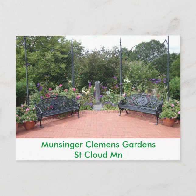 Park Benches in Munsinger Clemens Gardens Postcard (Front)