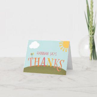 Park Birthday Party Thank You Card - Girl