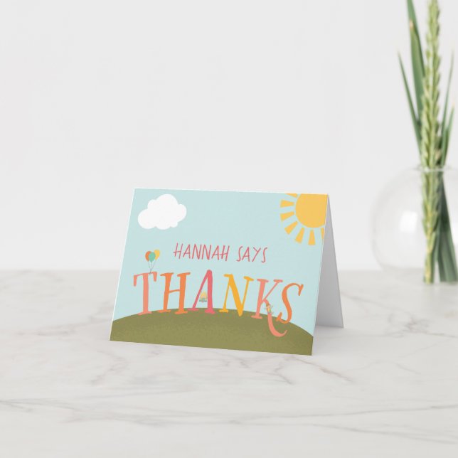 Park Birthday Party Thank You Card - Girl (Front)