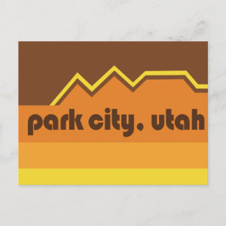Park City Retro Brown Stripes Postcard