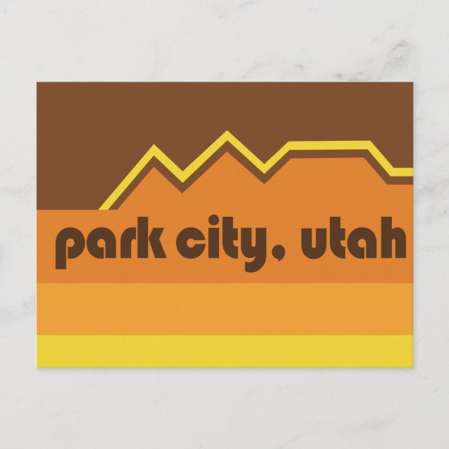 Park City Retro Brown Stripes Postcard (Front)