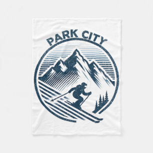 Park City Ski Resort Winter Skiing Utah Fleece Blanket