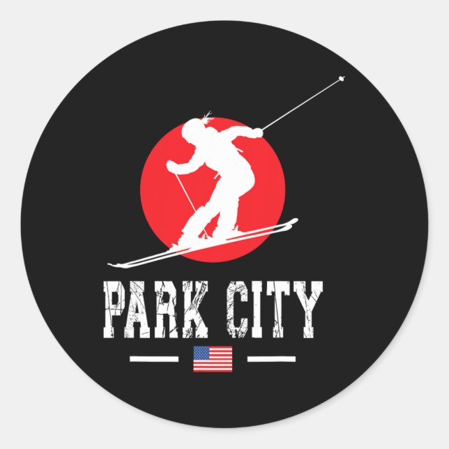 Park City Usa Ski Resort Rocky Mountains American  Classic Round Sticker (Front)