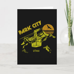 Park City Utah Distressed Retro Skiing Tee Card