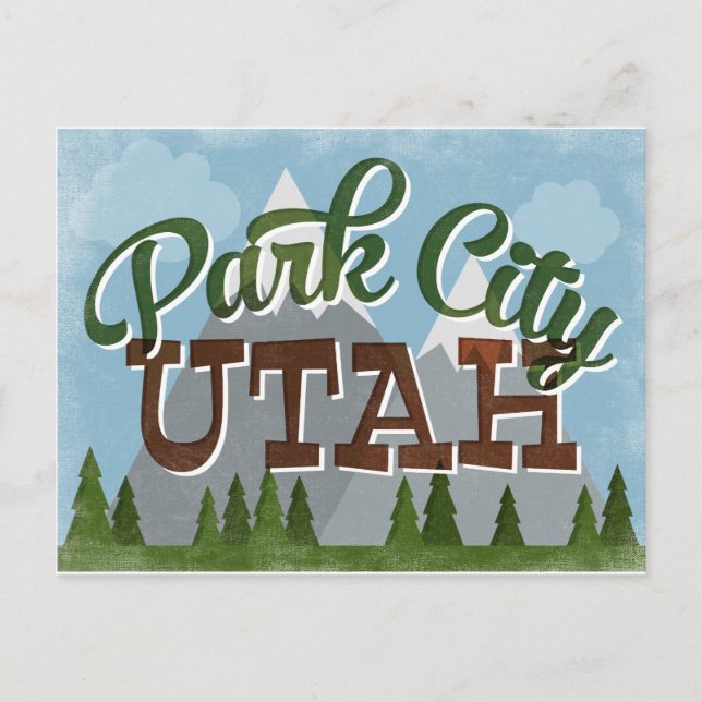 Park City Utah Fun Retro Snowy Mountains Postcard (Front)