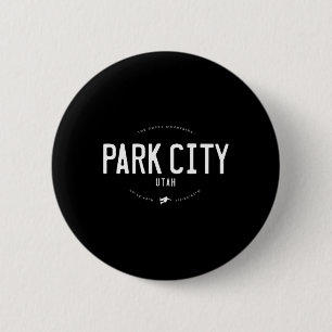 Park City Utah Graphic Distressed Vintage Snowboar 6 Cm Round Badge