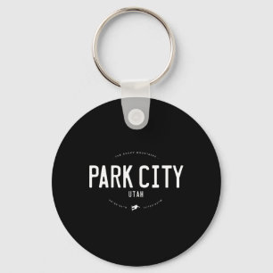 Park City Utah Graphic Distressed Vintage Snowboar Key Ring