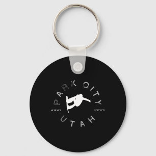 Park City Utah Graphic Vintage Retro Snowboarding Key Ring