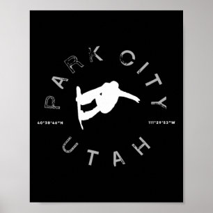 Park City Utah Graphic Vintage Retro Snowboarding  Poster