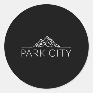 Park City Utah Mountain Skiing Snowboarding Classic Round Sticker