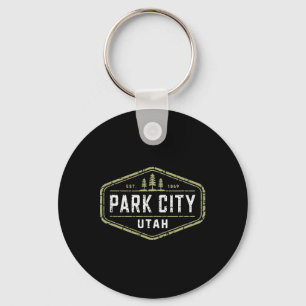 Park City Utah Mountain Skiing Snowboarding Design Key Ring