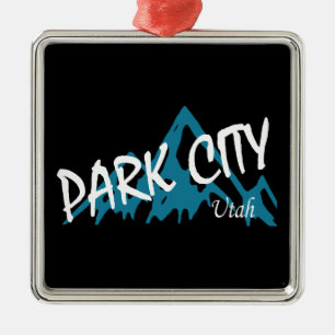 Park City Utah Mountains Metal Tree Decoration