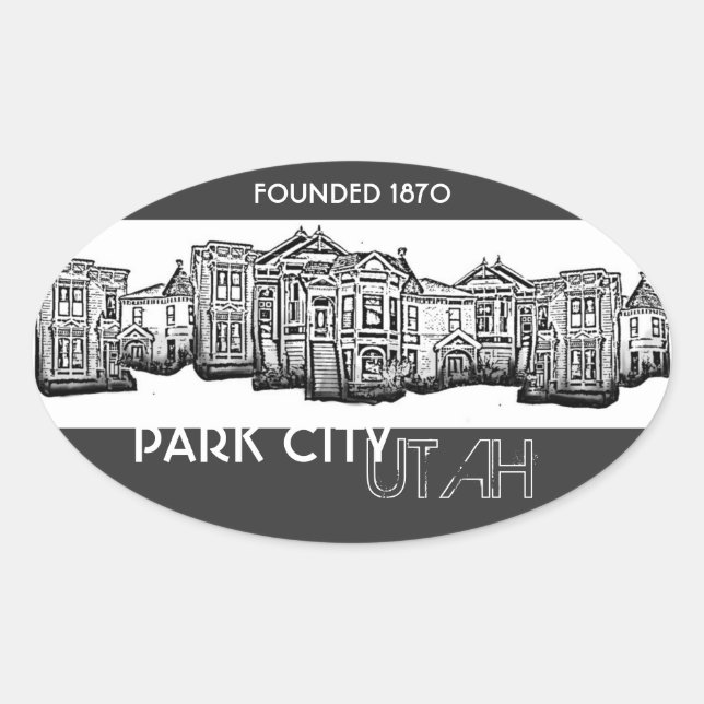Park City Utah old town buildings stickers (Front)