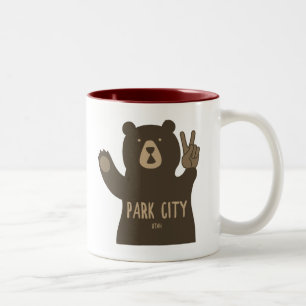 Park City Utah Peace Bear Two-Tone Coffee Mug
