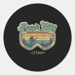 Park City Utah Retro Ski Resort Vintage Skiing Vac Classic Round Sticker