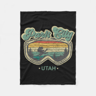 Park City Utah Retro Ski Resort Vintage Skiing Vac Fleece Blanket