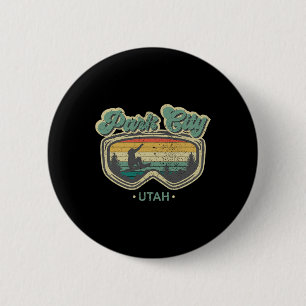 Park City Utah Retro Snowboarding Resort Vacation 6 Cm Round Badge