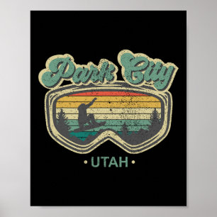 Park City Utah Retro Snowboarding Resort Vacation Poster
