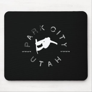 Park City Utah Retro Vintage Graphic Snowboard Mouse Mat