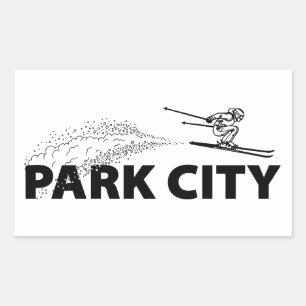 Park City Utah Ski Jumper Rectangular Sticker