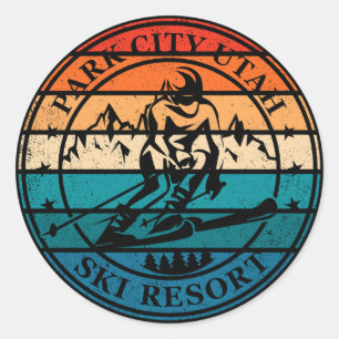 Park city Utah ski resort vintage Classic Round Sticker
