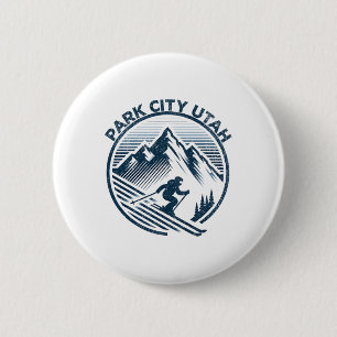 Park City Utah Ski Resort Winter Skiing 6 Cm Round Badge