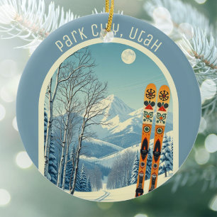 Park City Utah ski souvenir  Ceramic Tree Decoration
