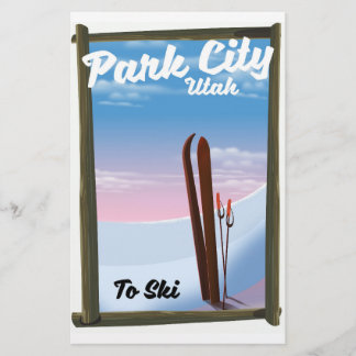 Park city Utah Ski travel poster Stationery