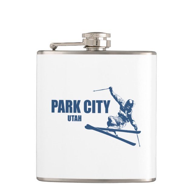 Park City Utah Skier Hip Flask (Front)