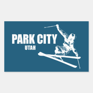 Park City Utah Skier Rectangular Sticker