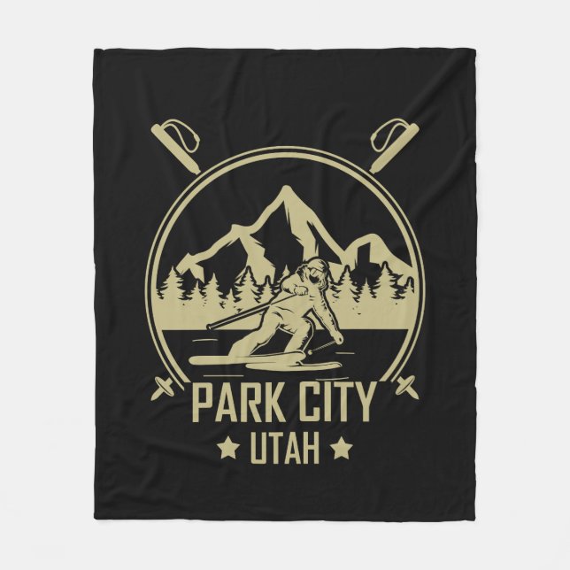 Park City Utah skiing Fleece Blanket (Front)
