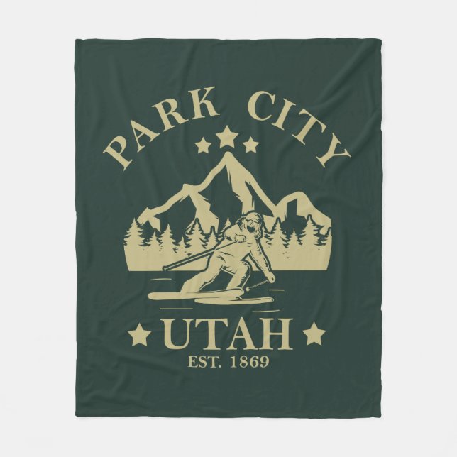 Park City Utah skiing Fleece Blanket (Front)