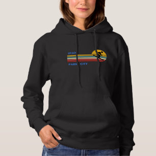 Park City Utah Skiing Skier Ski Retro Sun Vintage Hoodie