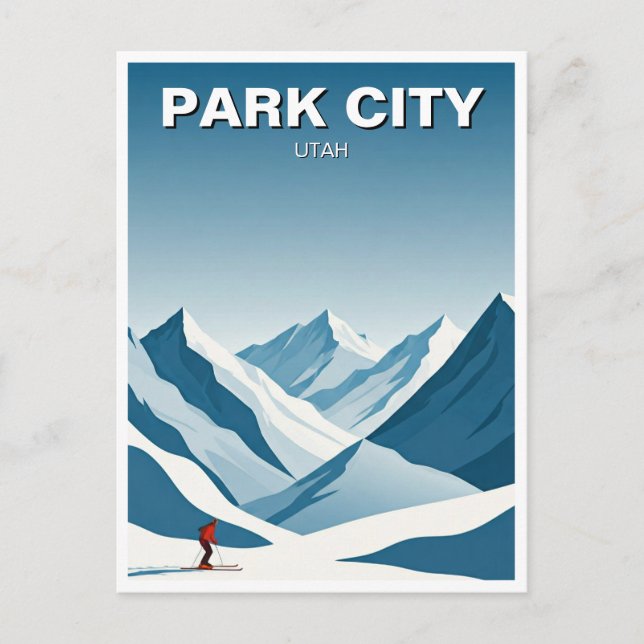 Park City Utah Skiing Skier Travel Postcard (Front)