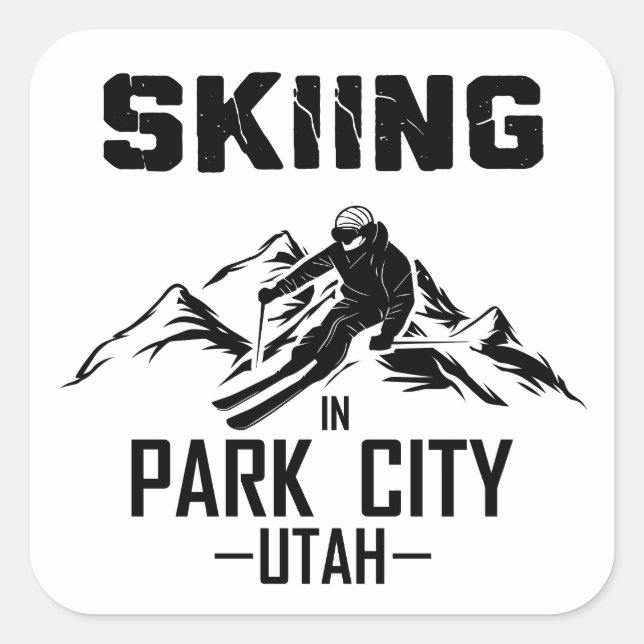 Park City Utah skiing Square Sticker (Front)
