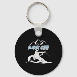 Park City Utah Snow Mountain Skiing Skier Vintage  Key Ring
