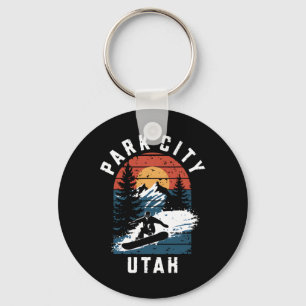 Park City Utah Snowboard Vintage Snowboarding Moun Key Ring