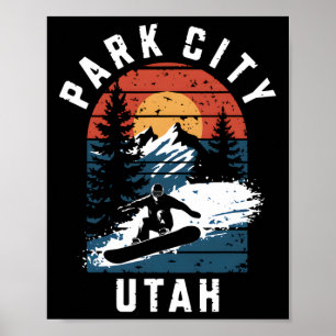 Park City Utah Snowboard Vintage Snowboarding Moun Poster