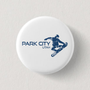 Park City Utah Snowboarder 3 Cm Round Badge