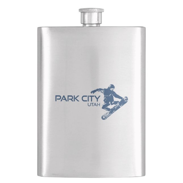 Park City Utah Snowboarder Hip Flask (Front)