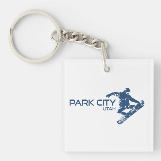 Park City Utah Snowboarder Key Ring (Front)