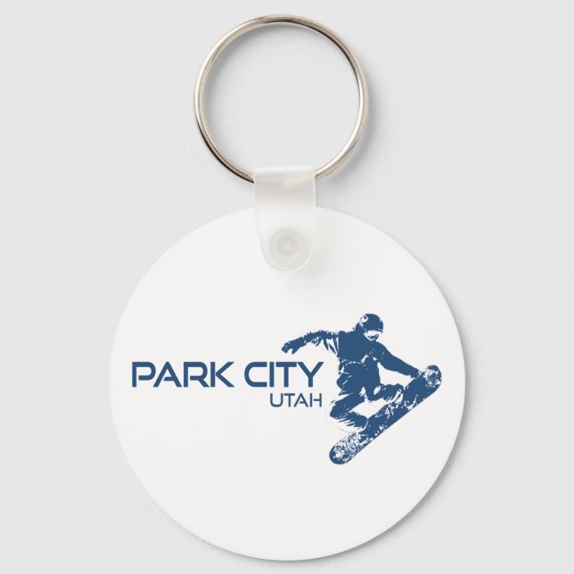 Park City Utah Snowboarder Key Ring (Front)