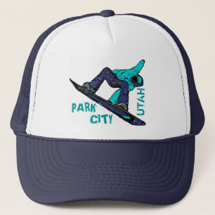 Park City Utah teal snowboarder hat